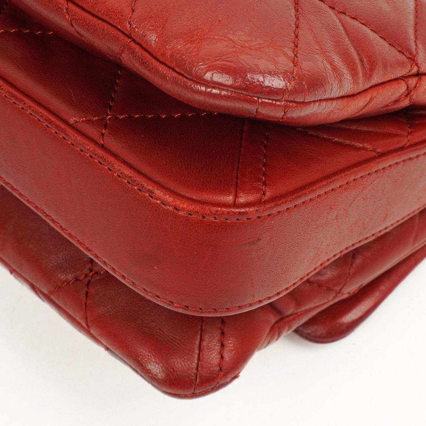 Chanel Gestepptes Leder Rote Mini Chanel 3 Flap Tasche