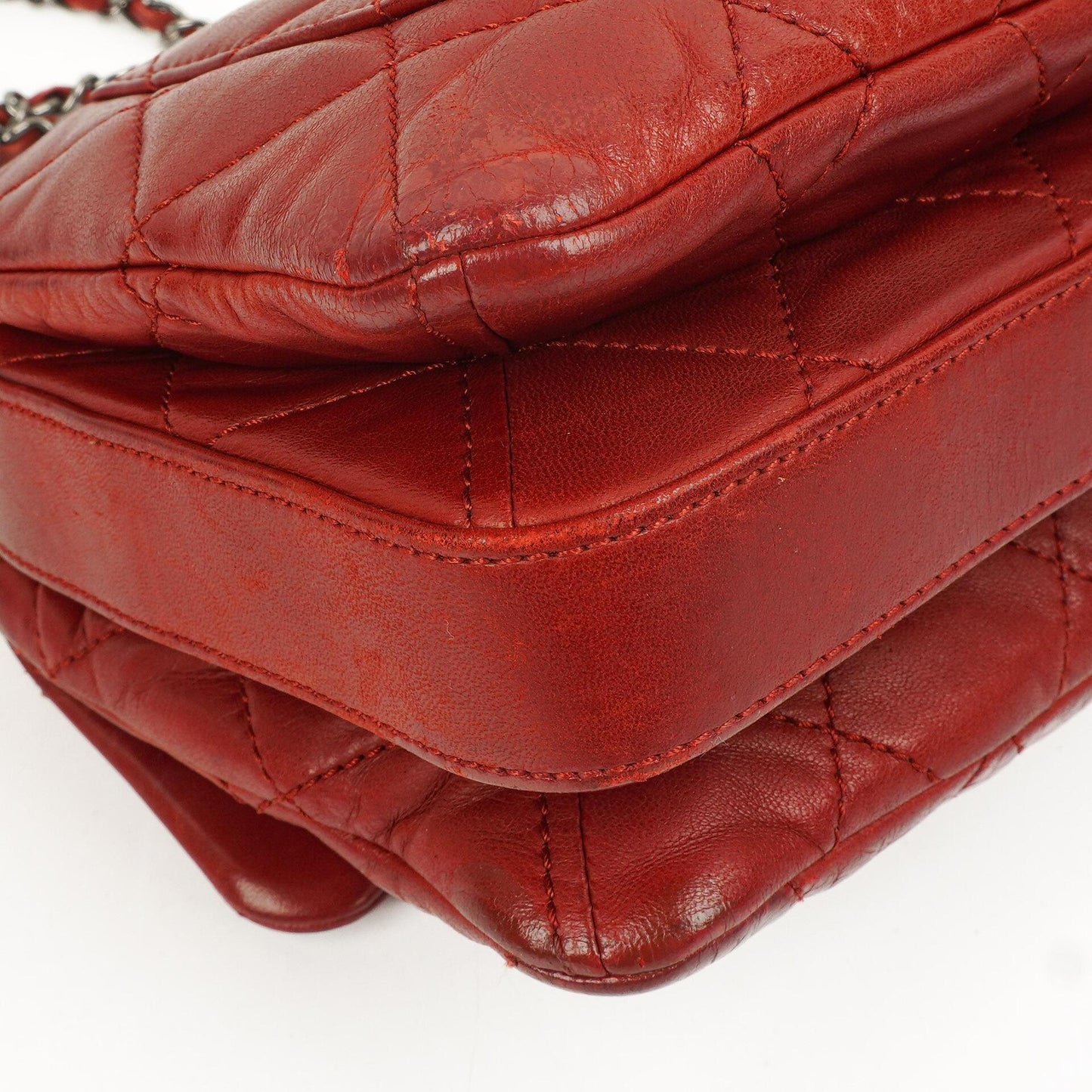 Chanel Gestepptes Leder Rote Mini Chanel 3 Flap Tasche