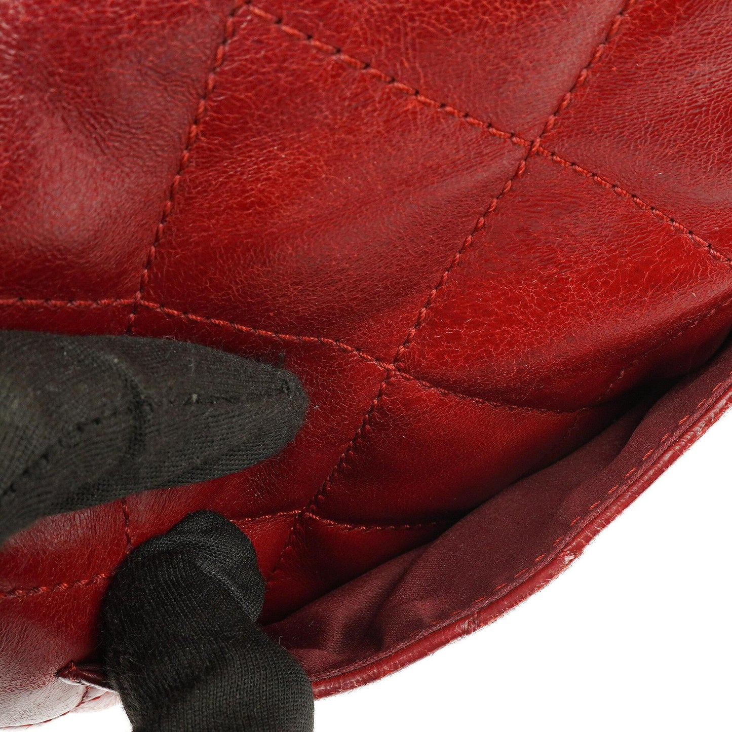 Chanel Gestepptes Leder Rote Mini Chanel 3 Flap Tasche