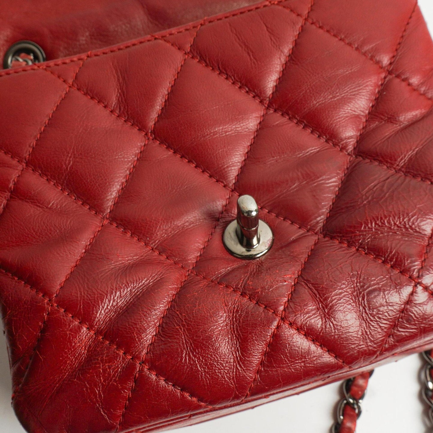 Chanel Gestepptes Leder Rote Mini Chanel 3 Flap Tasche