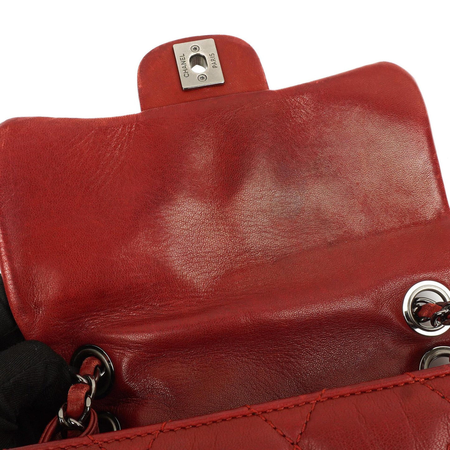 Chanel Gestepptes Leder Rote Mini Chanel 3 Flap Tasche