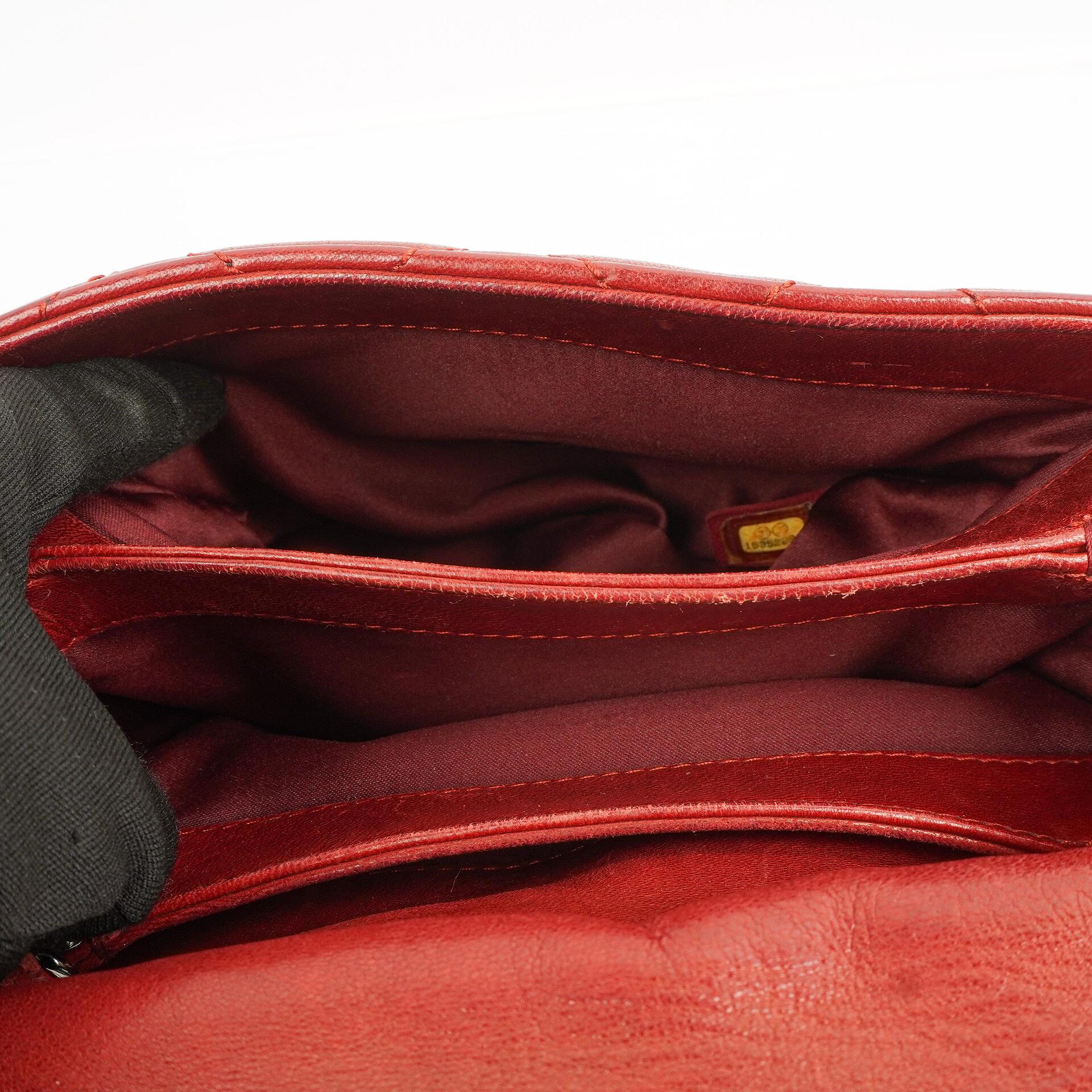 Chanel Gestepptes Leder Rote Mini Chanel 3 Flap Tasche