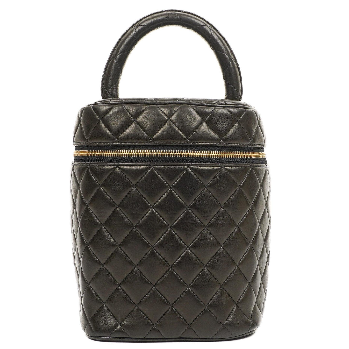 Chanel Dunkelbraune Stepp-Leder Kosmetiktasche