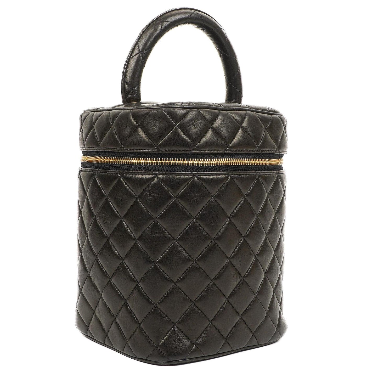 Chanel Dunkelbraune Stepp-Leder Kosmetiktasche