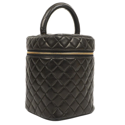 Chanel Dunkelbraune Stepp-Leder Kosmetiktasche