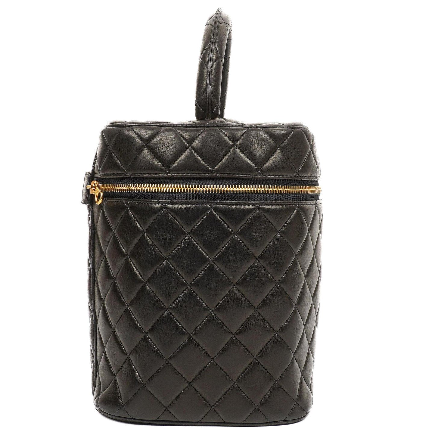 Chanel Dunkelbraune Stepp-Leder Kosmetiktasche
