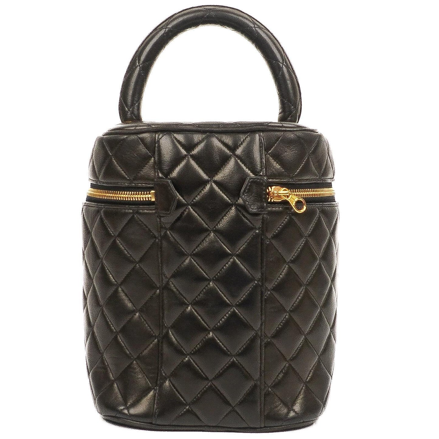 Chanel Dunkelbraune Stepp-Leder Kosmetiktasche