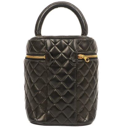 Chanel Dunkelbraune Stepp-Leder Kosmetiktasche