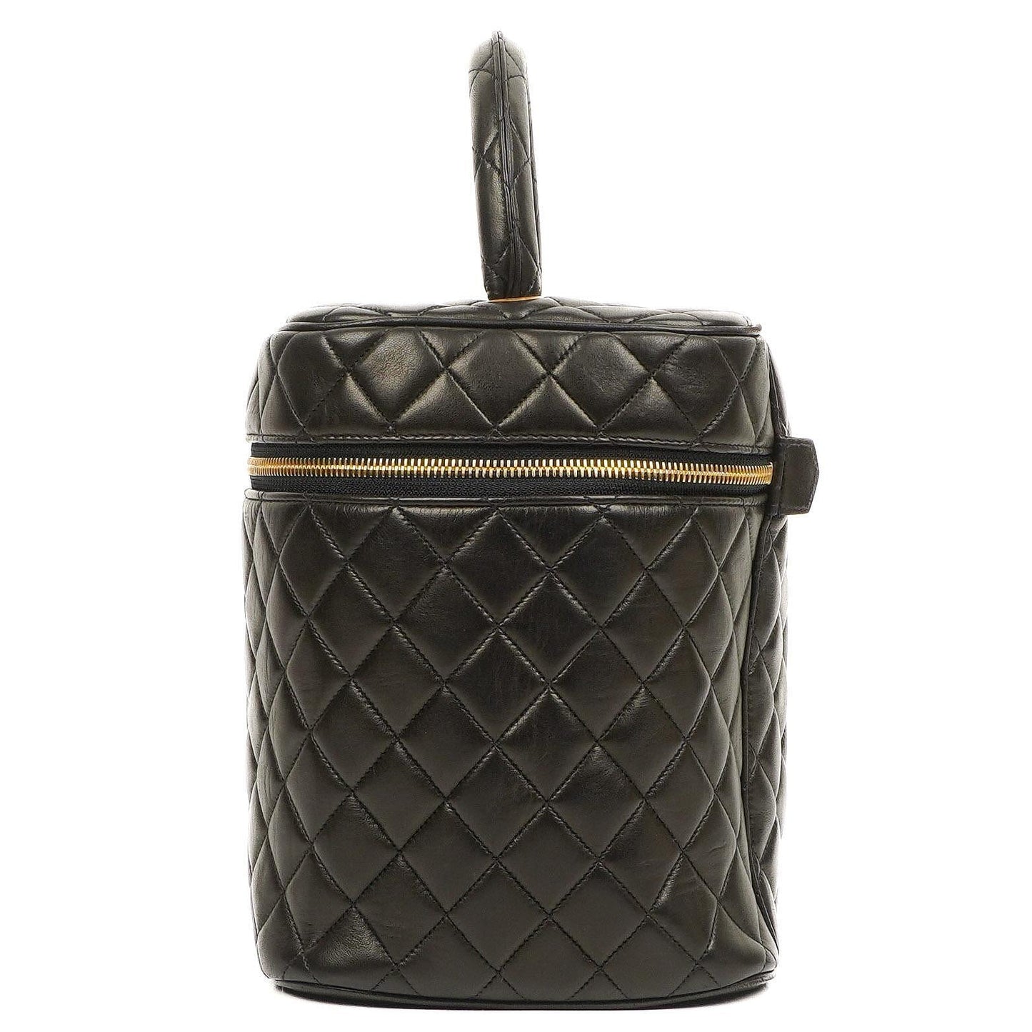 Chanel Dunkelbraune Stepp-Leder Kosmetiktasche