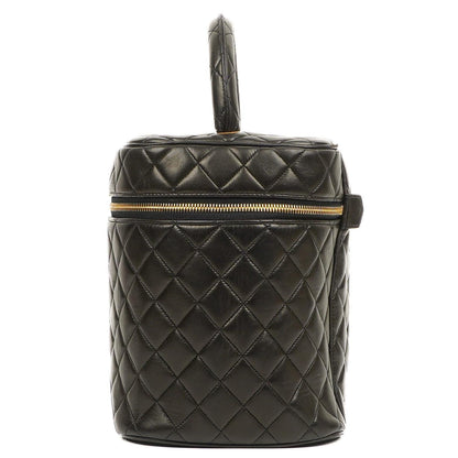 Chanel Dunkelbraune Stepp-Leder Kosmetiktasche