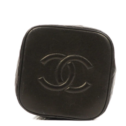 Chanel Dunkelbraune Stepp-Leder Kosmetiktasche