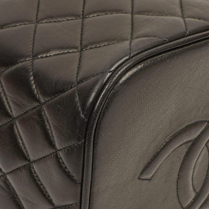 Chanel Dunkelbraune Stepp-Leder Kosmetiktasche