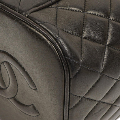 Chanel Dunkelbraune Stepp-Leder Kosmetiktasche