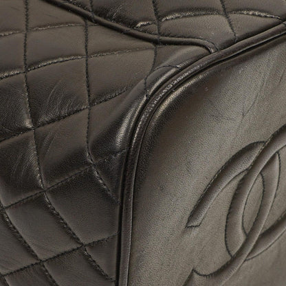 Chanel Dunkelbraune Stepp-Leder Kosmetiktasche