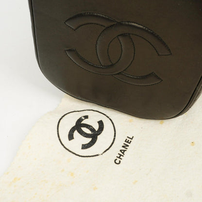 Chanel Dunkelbraune Stepp-Leder Kosmetiktasche