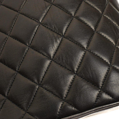 Chanel Dunkelbraune Stepp-Leder Kosmetiktasche