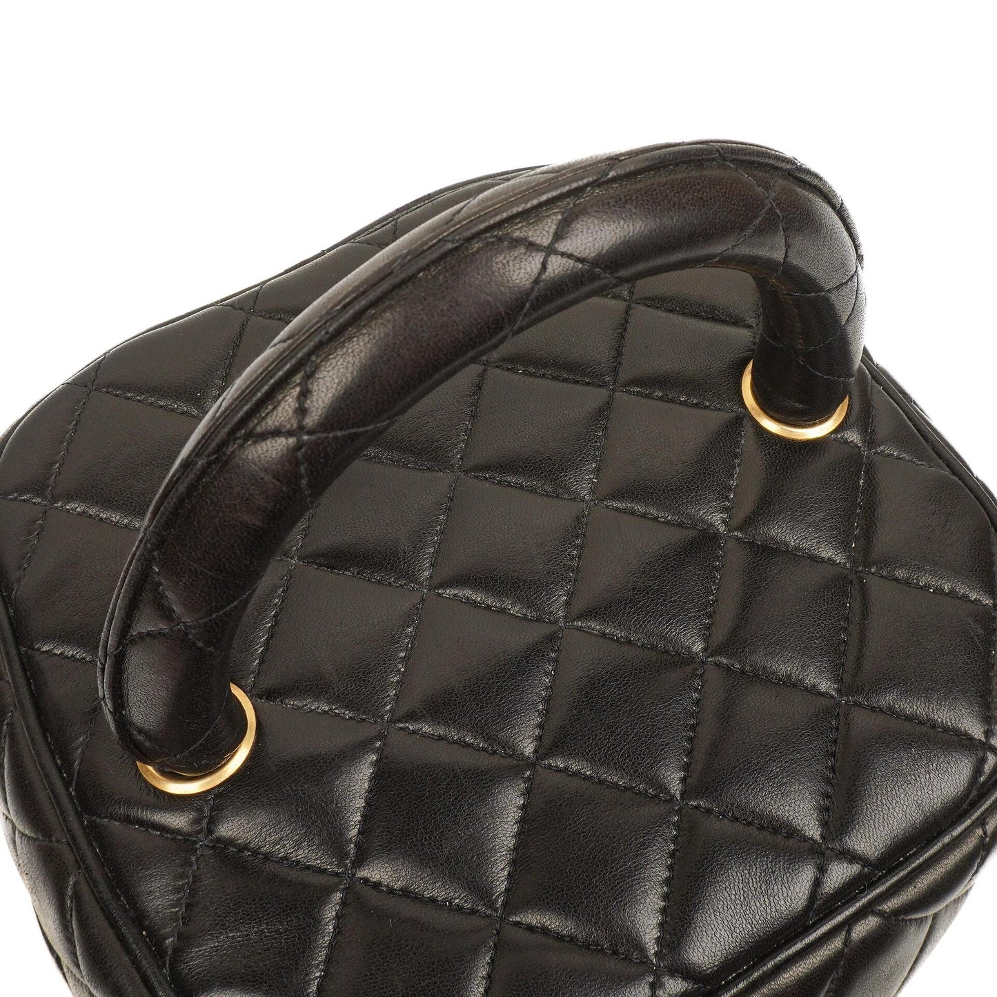Chanel Dunkelbraune Stepp-Leder Kosmetiktasche