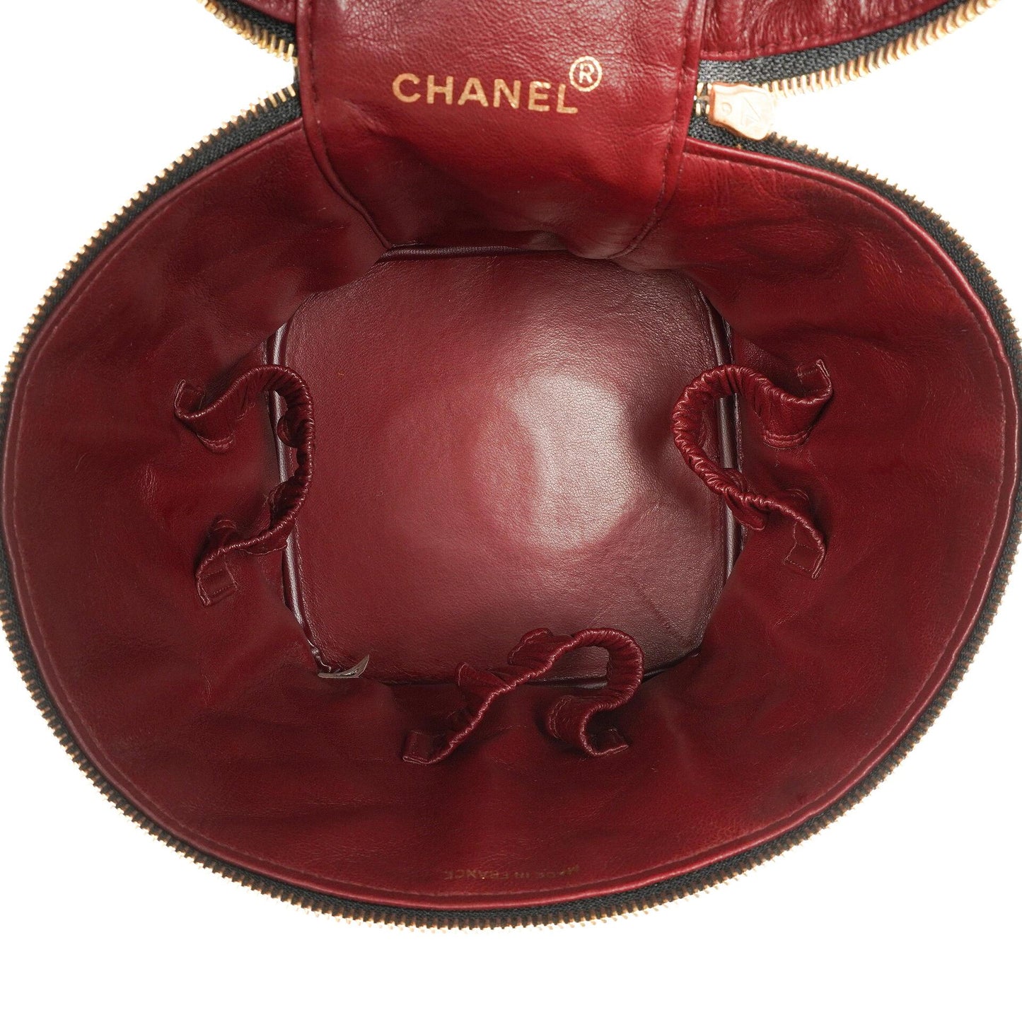 Chanel Dunkelbraune Stepp-Leder Kosmetiktasche