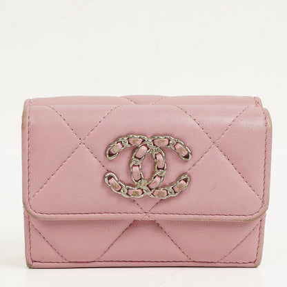 Chanel 19 Kleine Flap Geldbörse in Pink, gesteppt
