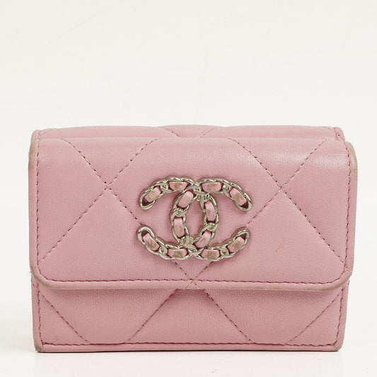Chanel 19 Kleine Flap Geldbörse in Pink, gesteppt