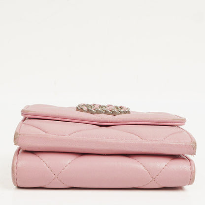 Chanel 19 Kleine Flap Geldbörse in Pink, gesteppt