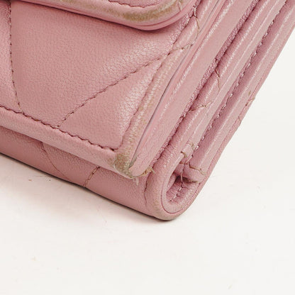 Chanel 19 Kleine Flap Geldbörse in Pink, gesteppt