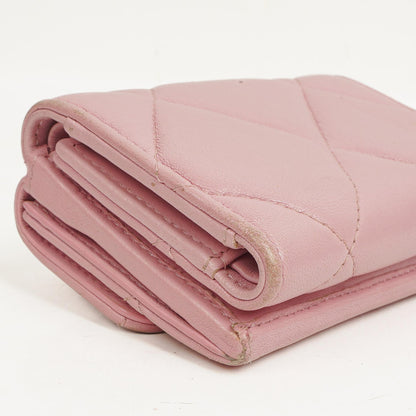 Chanel 19 Kleine Flap Geldbörse in Pink, gesteppt