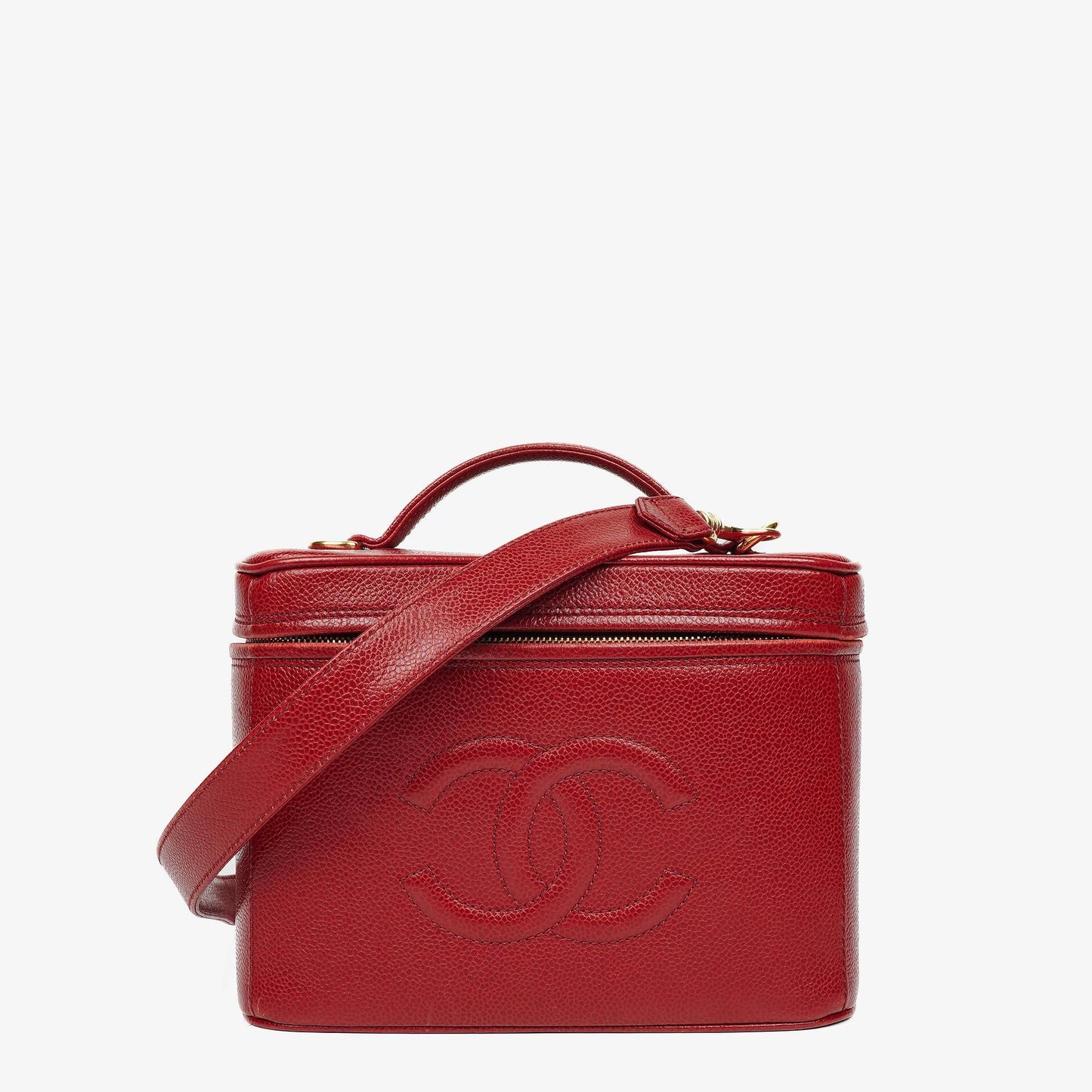 Chanel Vanity Case aus rotem Kaviarleder