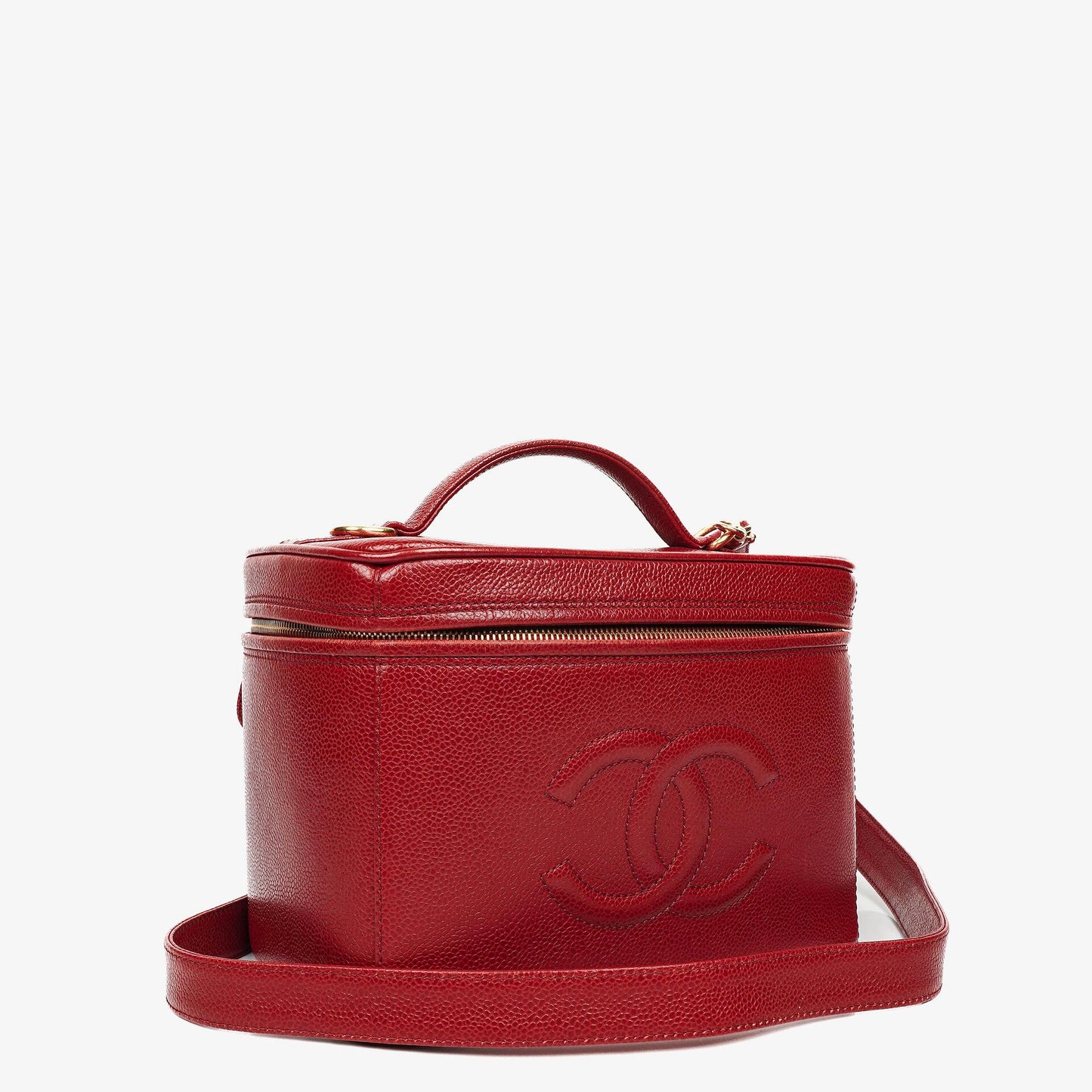 Chanel Vanity Case aus rotem Kaviarleder