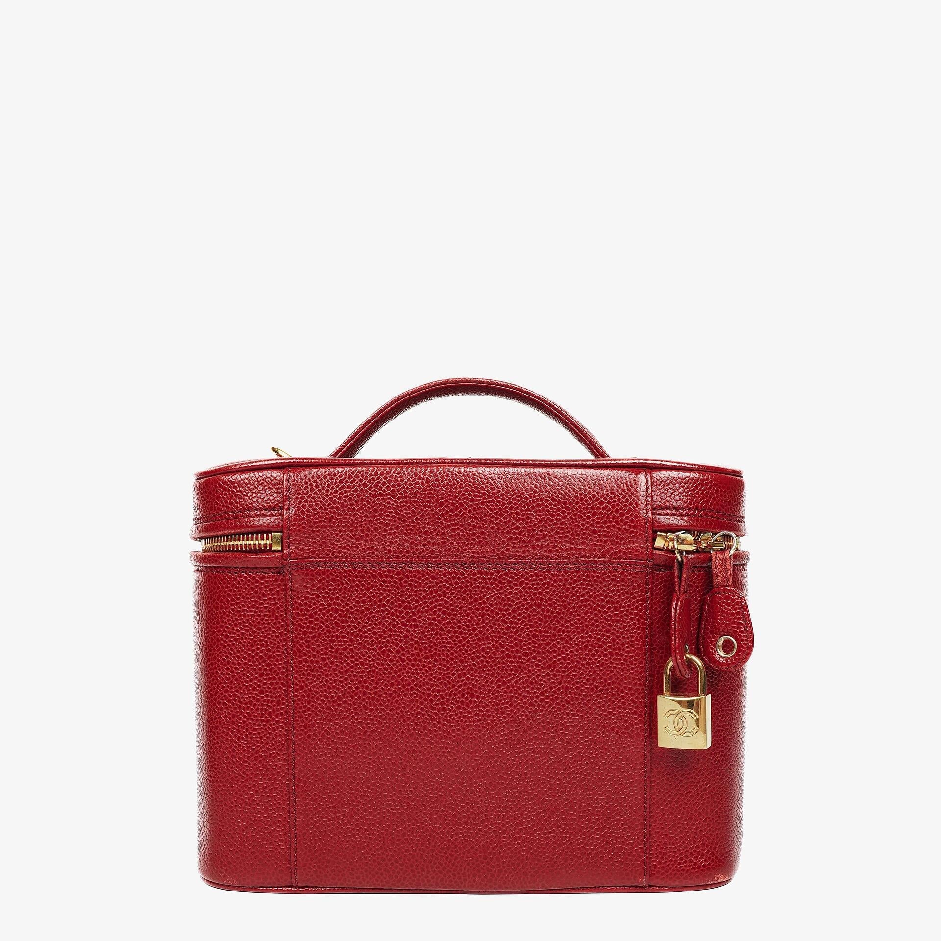 Chanel Vanity Case aus rotem Kaviarleder