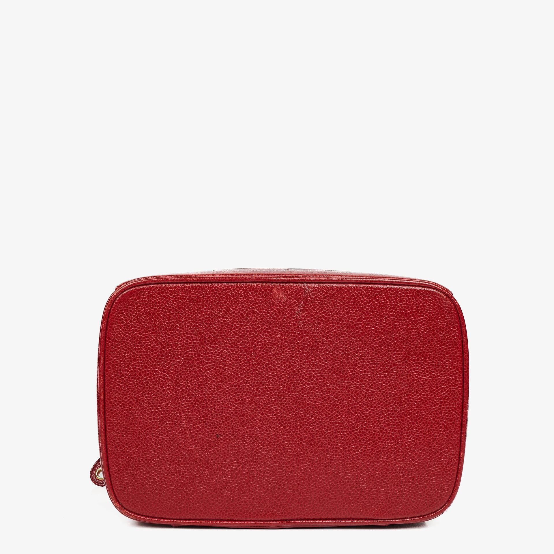 Chanel Vanity Case aus rotem Kaviarleder