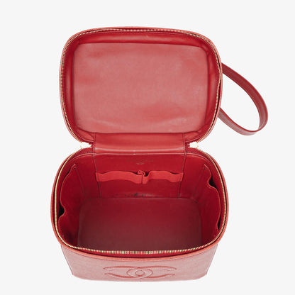 Chanel Vanity Case aus rotem Kaviarleder