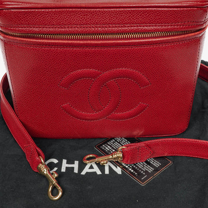 Chanel Vanity Case aus rotem Kaviarleder