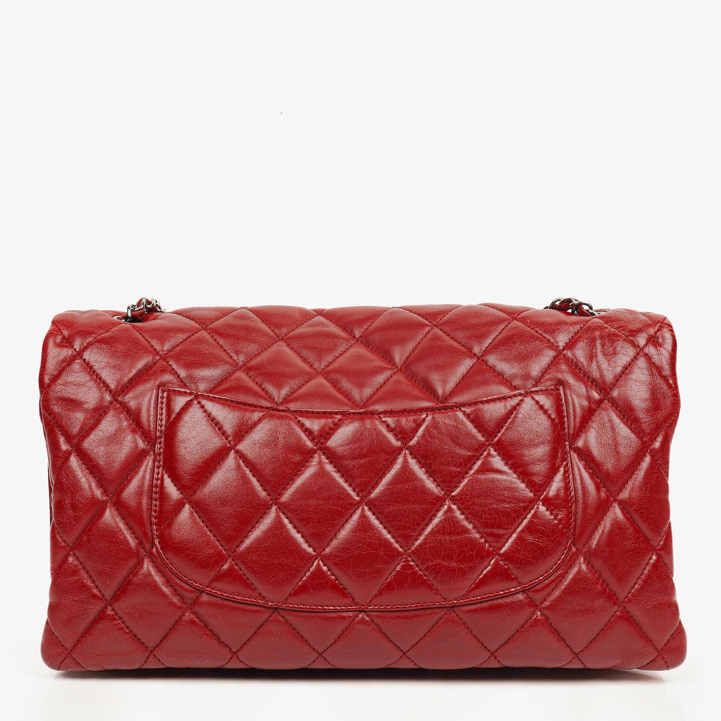 Chanel Maxi 3 Accordion Flap Tasche in Rot aus Lammleder