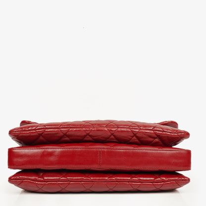 Chanel Maxi 3 Accordion Flap Tasche in Rot aus Lammleder