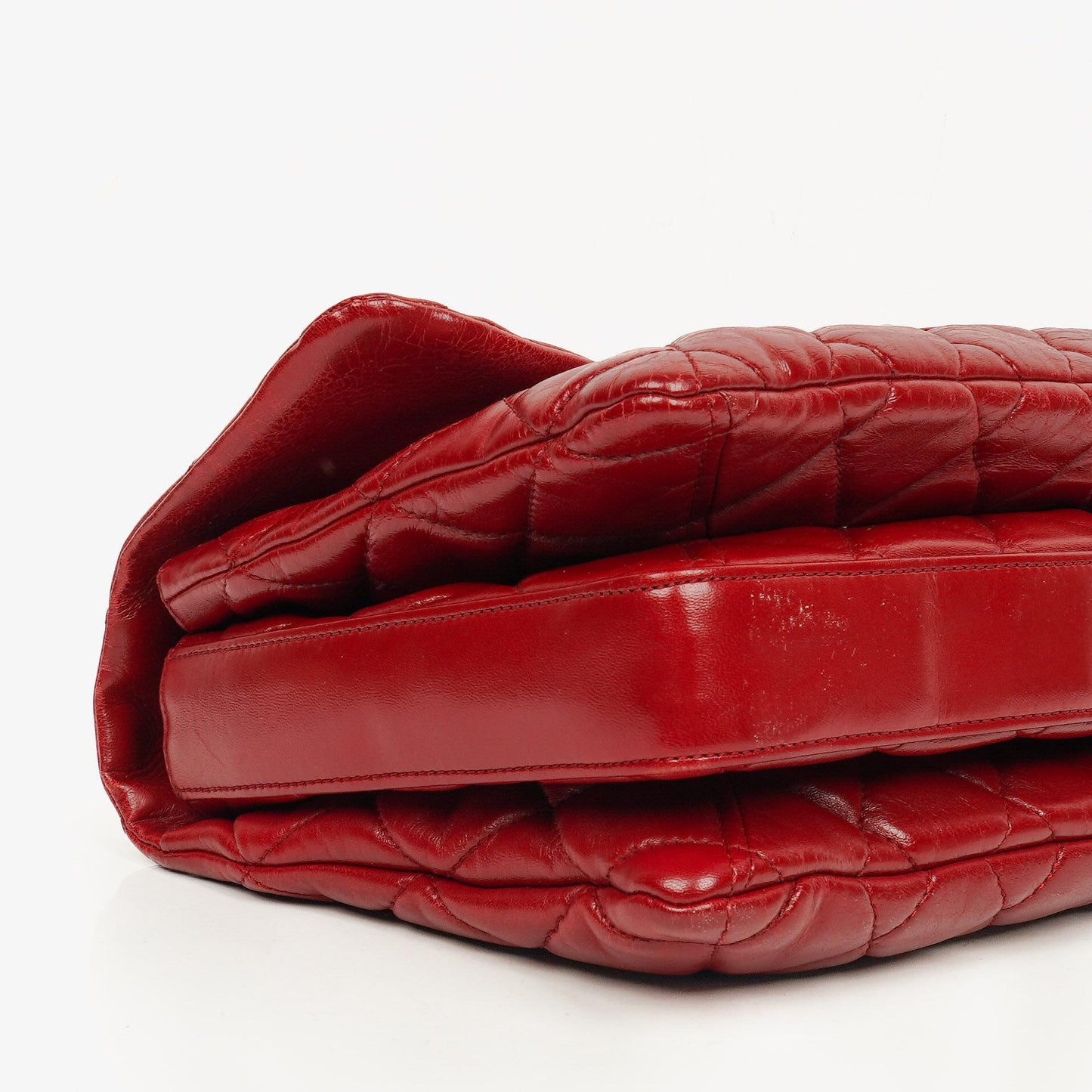Chanel Maxi 3 Accordion Flap Tasche in Rot aus Lammleder