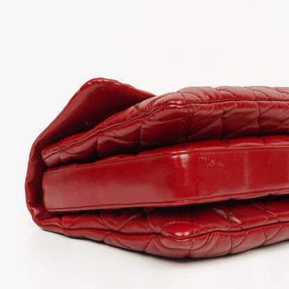 Chanel Maxi 3 Accordion Flap Tasche in Rot aus Lammleder