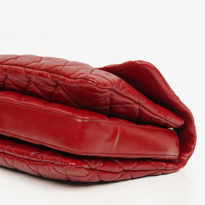 Chanel Maxi 3 Accordion Flap Tasche in Rot aus Lammleder