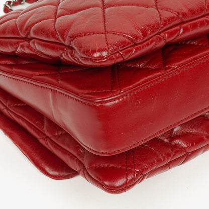 Chanel Maxi 3 Accordion Flap Tasche in Rot aus Lammleder