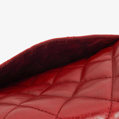 Chanel Maxi 3 Accordion Flap Tasche in Rot aus Lammleder