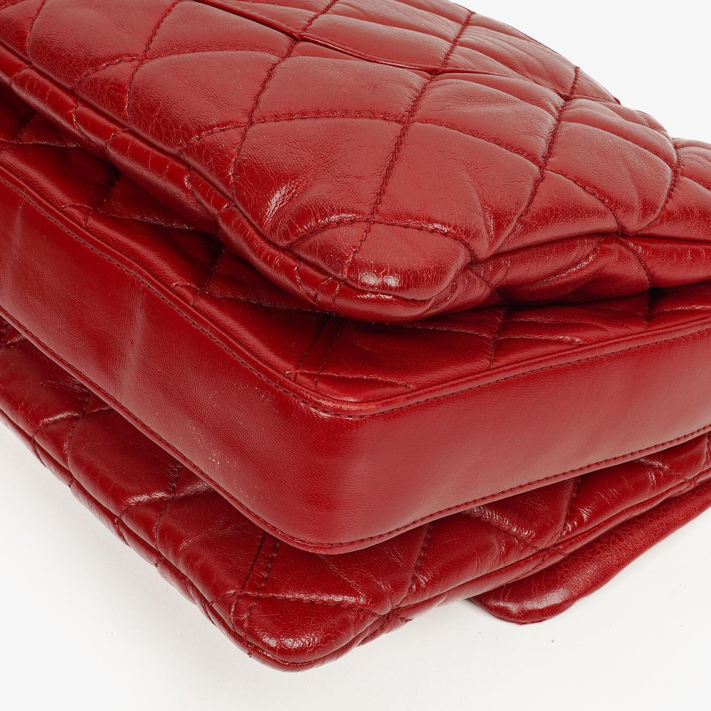 Chanel Maxi 3 Accordion Flap Tasche in Rot aus Lammleder