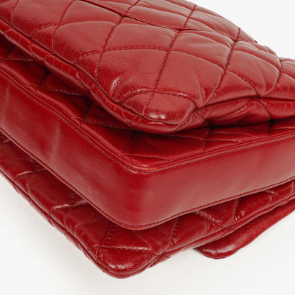 Chanel Maxi 3 Accordion Flap Tasche in Rot aus Lammleder