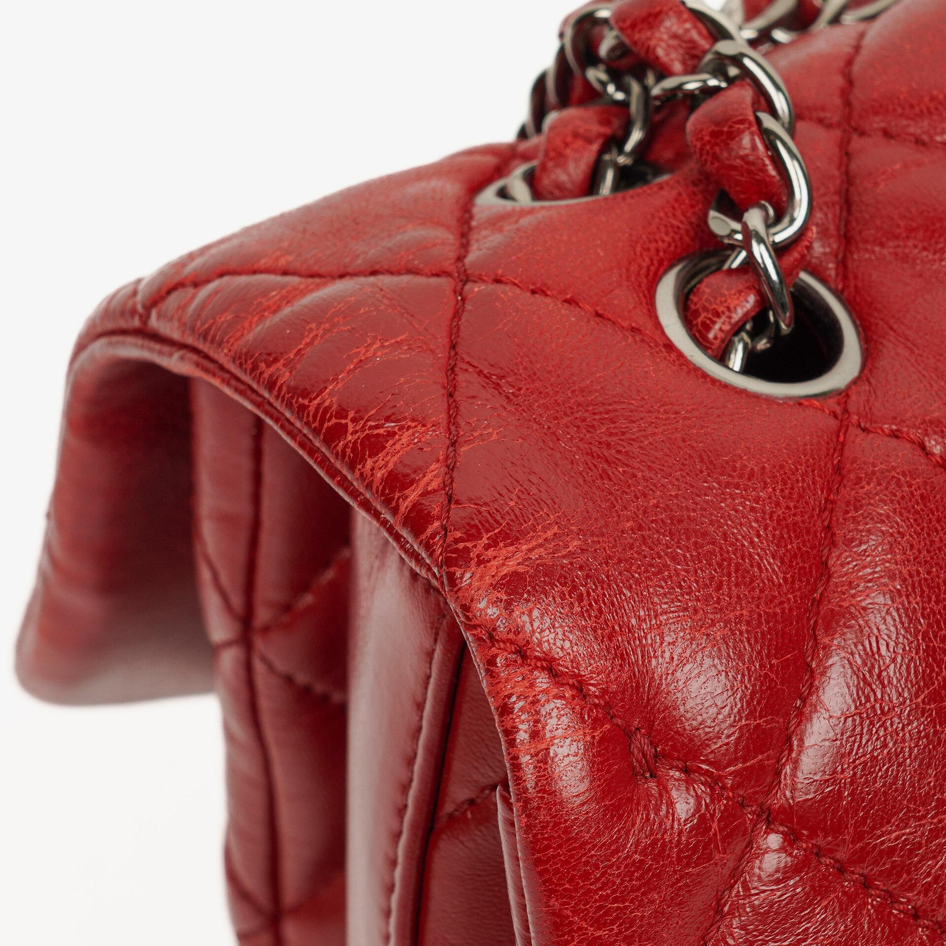 Chanel Maxi 3 Accordion Flap Tasche in Rot aus Lammleder