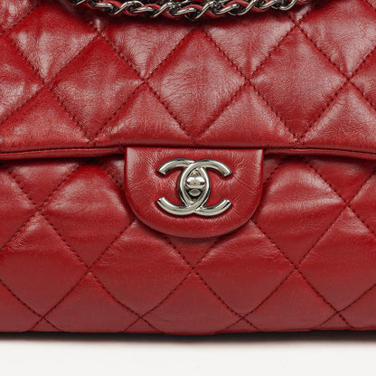 Chanel Maxi 3 Accordion Flap Tasche in Rot aus Lammleder