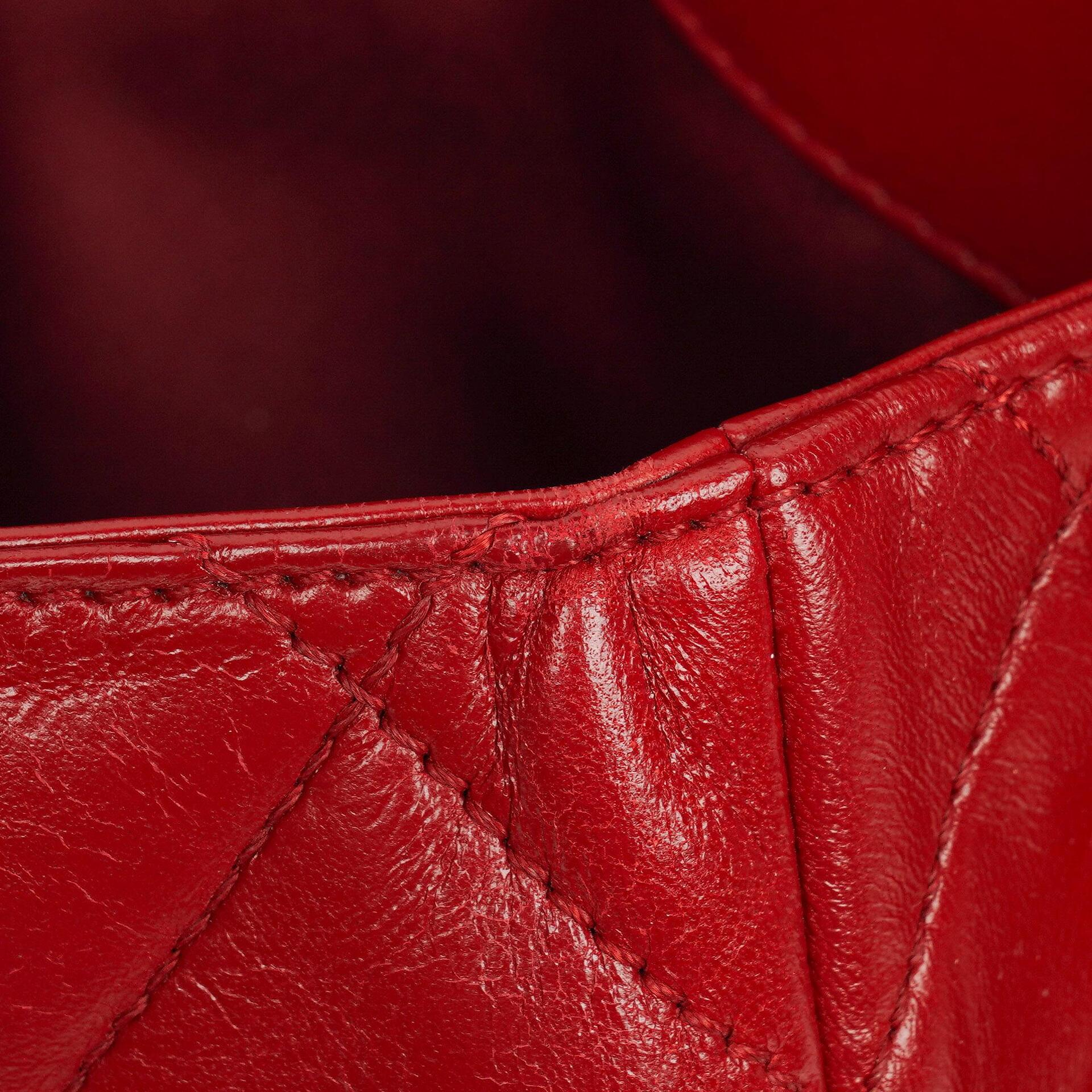 Chanel Maxi 3 Accordion Flap Tasche in Rot aus Lammleder