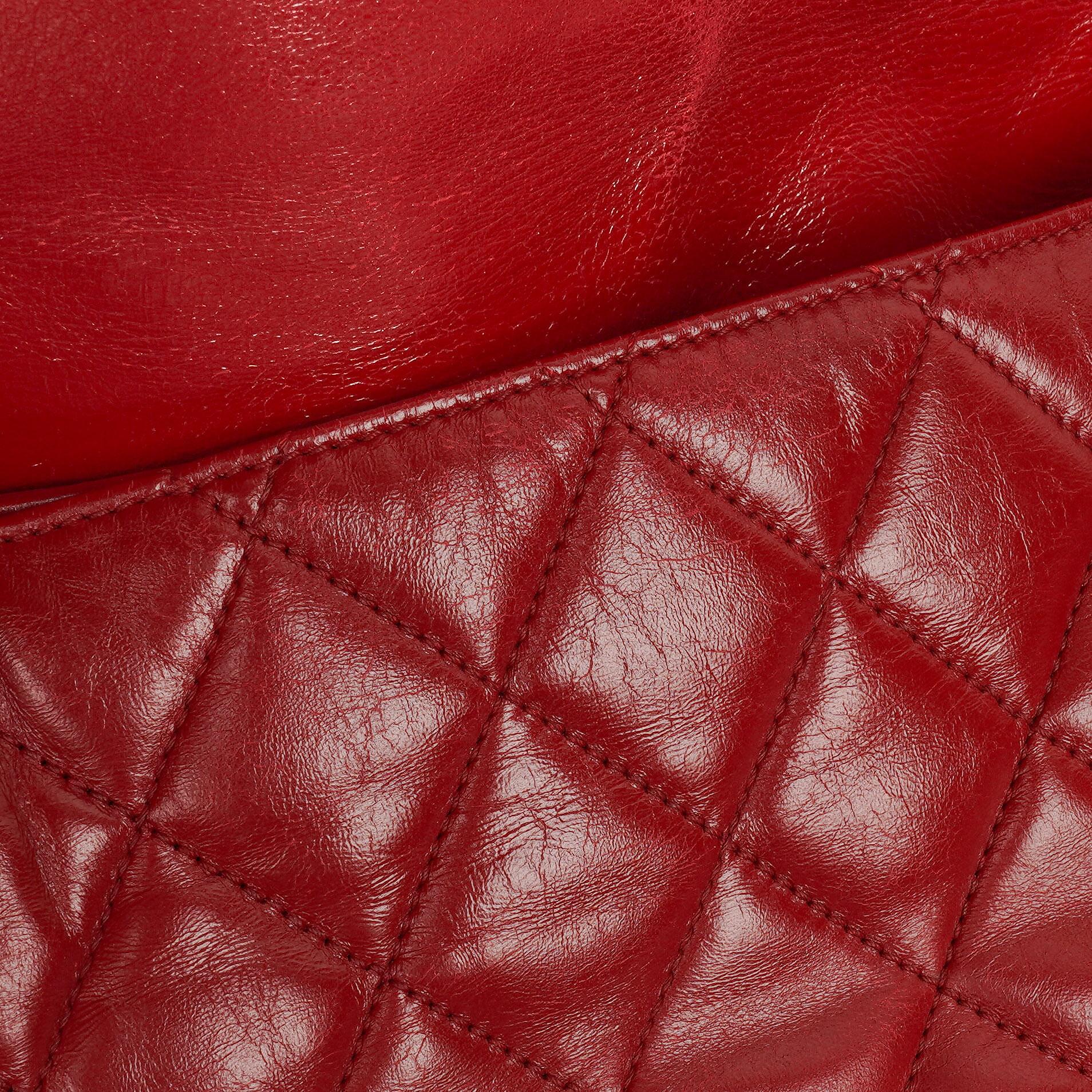 Chanel Maxi 3 Accordion Flap Tasche in Rot aus Lammleder