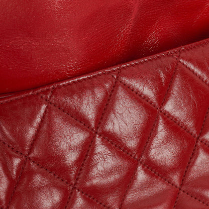 Chanel Maxi 3 Accordion Flap Tasche in Rot aus Lammleder