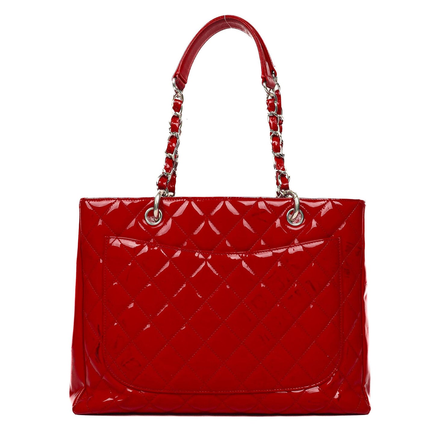 Chanel Grand Shopping Tote aus rotem gestepptem Lackleder
