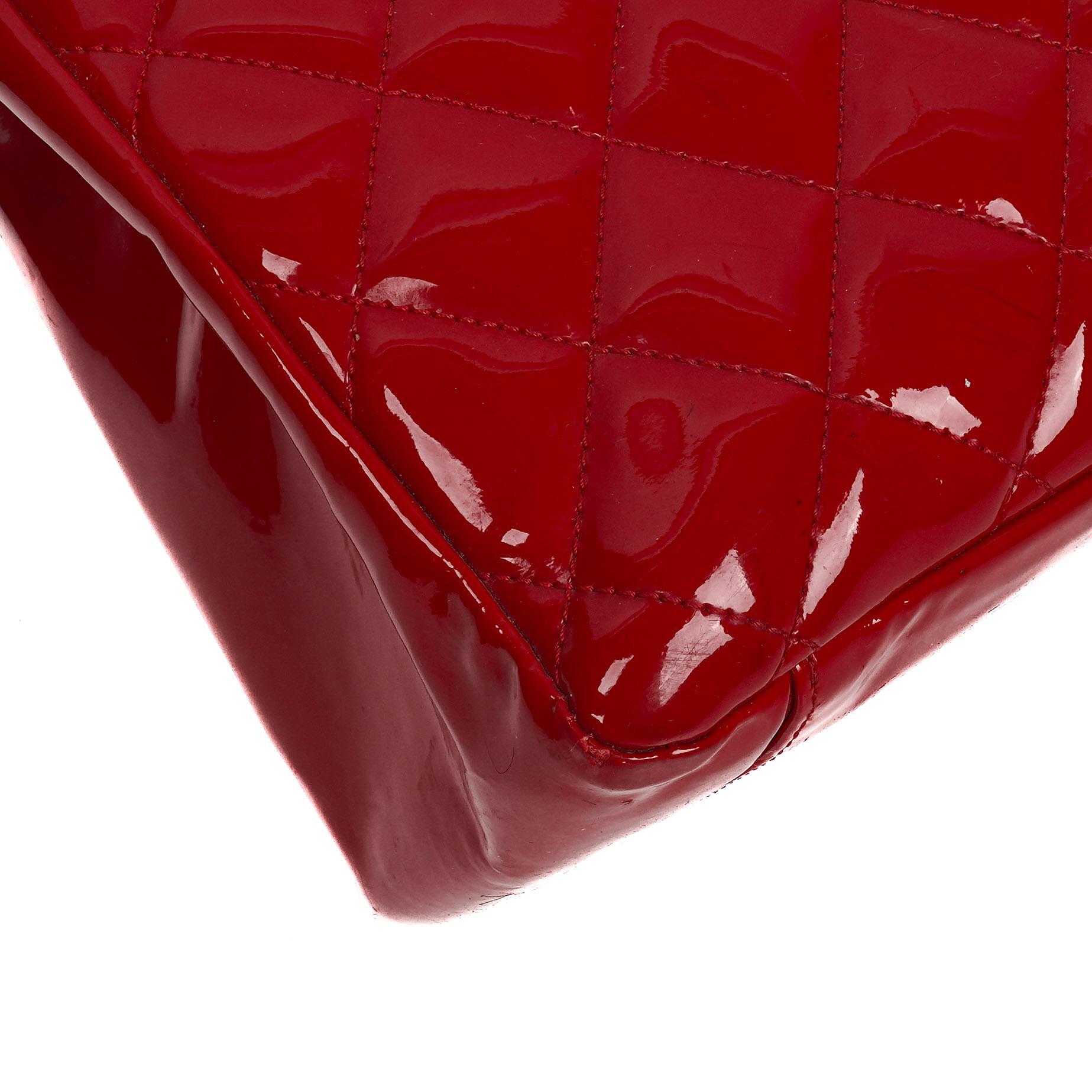 Chanel Grand Shopping Tote aus rotem gestepptem Lackleder