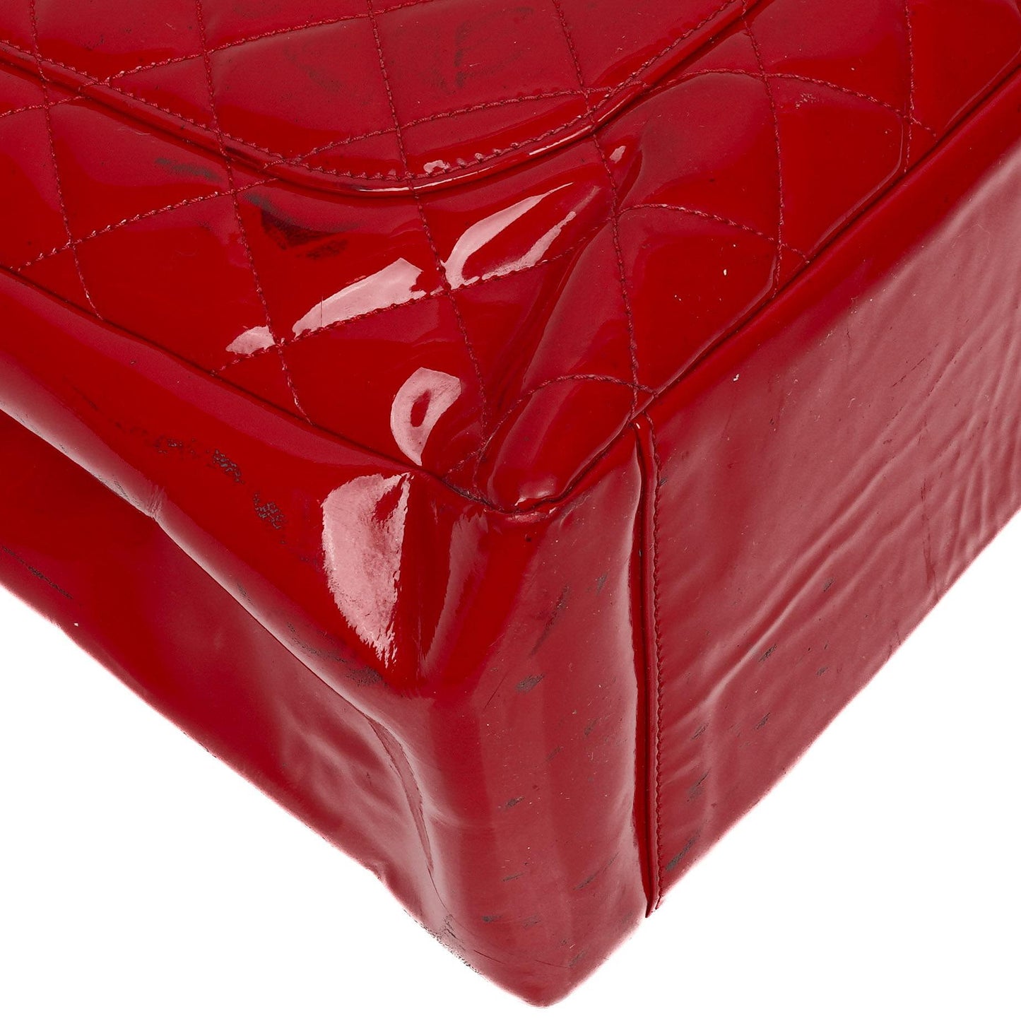 Chanel Grand Shopping Tote aus rotem gestepptem Lackleder